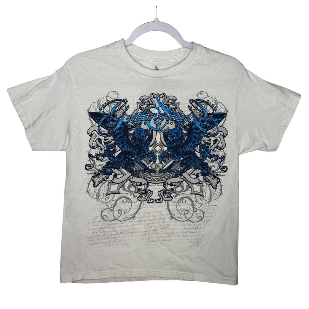 Audio Council T Shirt Size L‎ G White Graphic Print Cotton Y2K